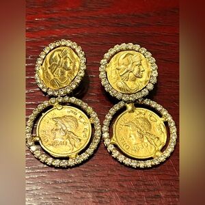 Vintage Coin Les Bernard Inc Clip Earrings!rare Find! No returns As Is